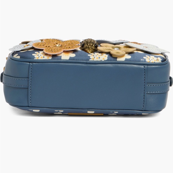 Kurt Geiger Blue Floral Appliqué Camera Bag with Gold & White Accents - Picture 6 of 6